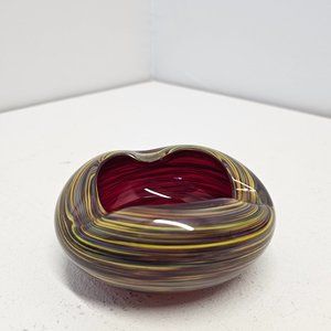 Art Glass Ruby Red with Layered Swirl Design